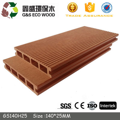 Decking composito di plastica della resina di legno giallo di Decking della cavità di 30mm x di 140 WPC